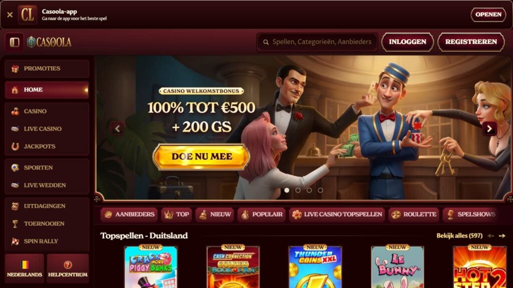 homepage van casoola casino belgie